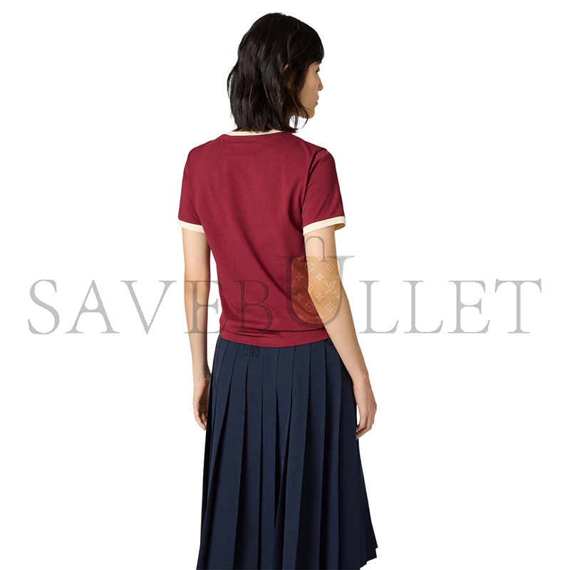 MIU MIU COTTON JERSEY T-SHIRT MJNA17